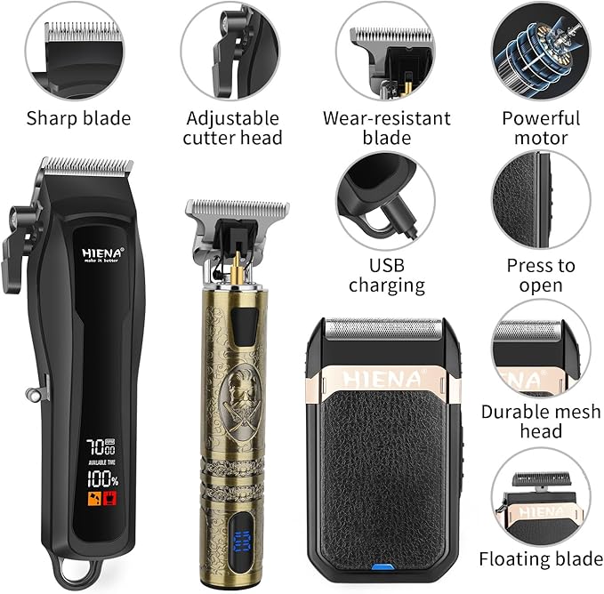 HIENA PRO Cordless Hair Clippers for Men