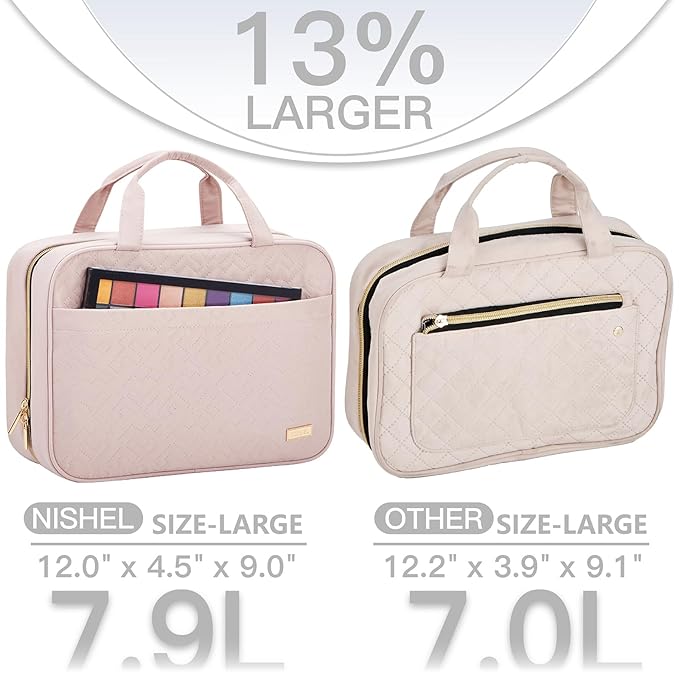 NISHEL Travel Toiletry Bag for women, Portable Hanging makeup Organizer