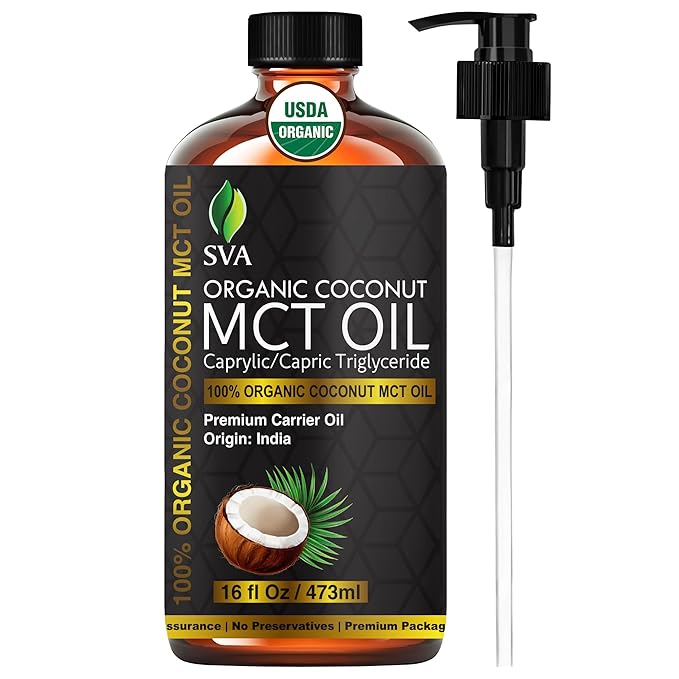 SVA Organic MCT Carrier Oil, Huge Bottle, Large Size, 16 Oz (473 ml)