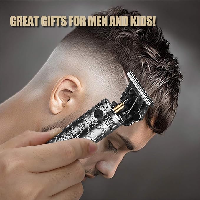 Zero Gapped Trimmer Hair Clippers - Professional Electric Hair Trimmer Beard Trimmer, Waterproof Cordless Trimmer for Men Close Cutting T-Blade Trimmer for Barbers Detail Beard Shaver (Gray Knight)