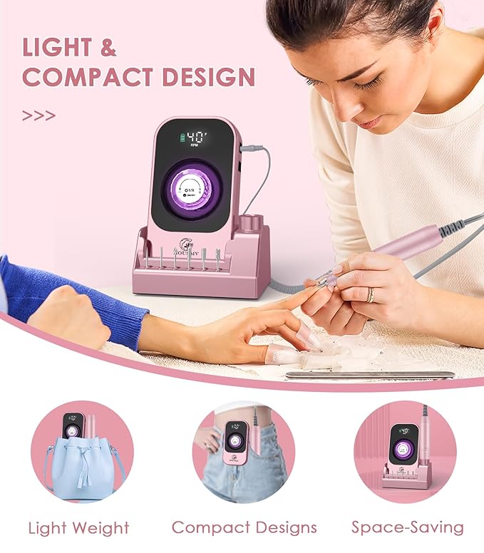Portable Electric Nail Drill File: Professional Rechargeable E-File Machine