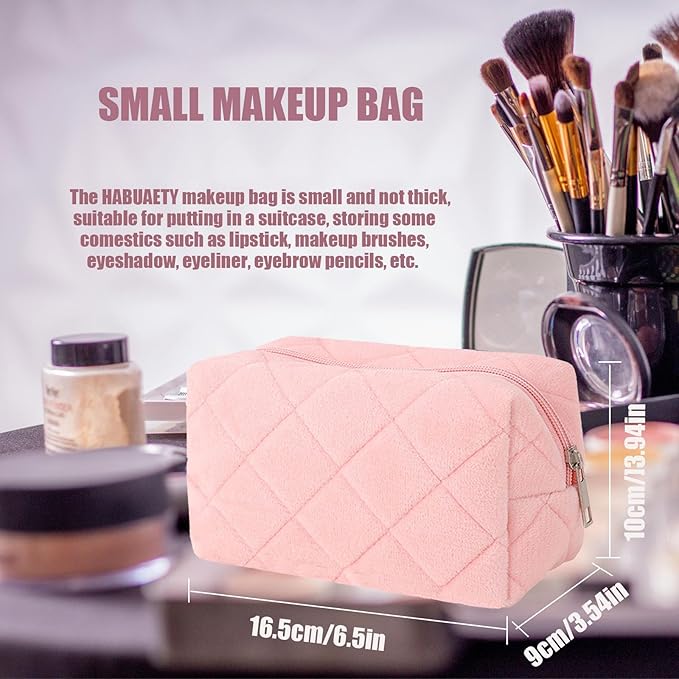 HABUAETY Makeup Bag Small Cosmetic Bags for Purse Women Girls Y2k Checkered Make Up Pouch