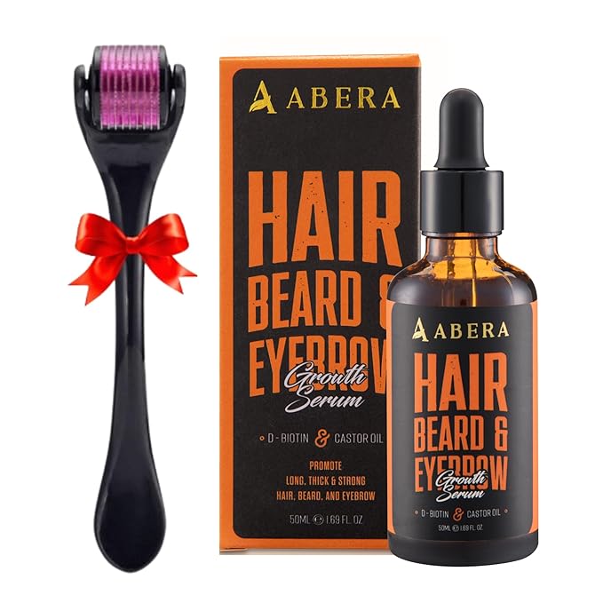 Abera Hair Growth Serum for Hair Loss, Natural Hair Regrowth Treatment for Hair & Beard with Biotin & Maca | Extra Strength & Bigger Size 1.69 fl oz (1 Serum + Gift)