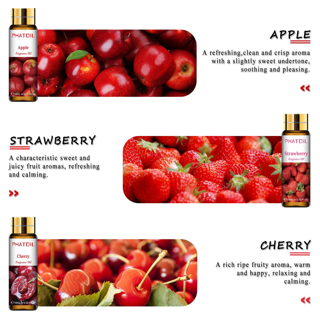 PHATOIL Fruity Fragrance Oil Gift Set for Diffuser, Soap Candle Making