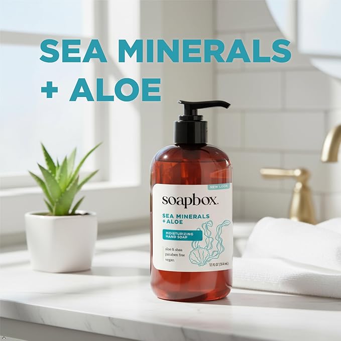 Soapbox Sea Minerals & Aloe Liquid Hand Soap - Moisturizing Hand Wash - 3pk