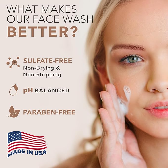 Face Wash Gel - Gentle Formula, USA Made with Organic & Natural Ingredients