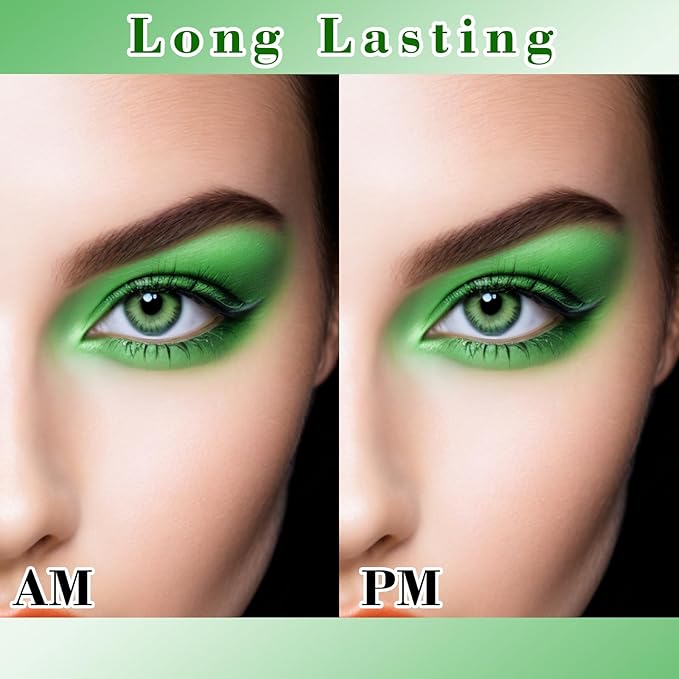MEICOLY Light Green Eyeshadow with Mirror, Shamrock Forest Green Eye Shadow for St Patricks Day, Matte Eye Shadow Palette for Wicked Witch Elphaba Makeup, High Pigmented & Waterproof