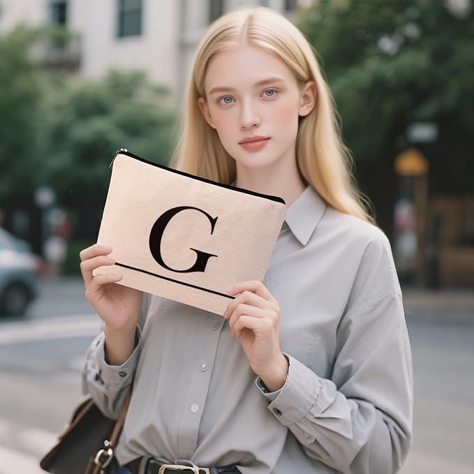 HDYHDY Letter A-Z Initial Personalized Makeup Bags, Birthday Gifts for Women, Monogrammed Gifts for Women Mom Sister Best Friend Bride Bridesmaid, Mothers Day, Christmas, Small Travel Cosmetic Bag (G)