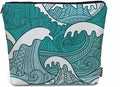 Kalygon Women Makeup Organizer Bag Ocean Waves, Japanese Great Wave Ocean Sea Waves Flax Cosmetic Bag Makeup Bags Toiletry Bag Accessories Organizer Travel Bags For Home Bathroom Office Hotel Gym