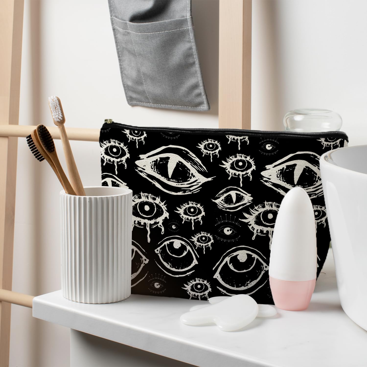 RYYCDOI Goth Makeup Bag, Mystical Gothic Evil Eyes Witchy Cosmetic Bag Toiletry Bag for Women, Witch Stuff, Halloween Makeup Bag, Halloween Gifts for Women