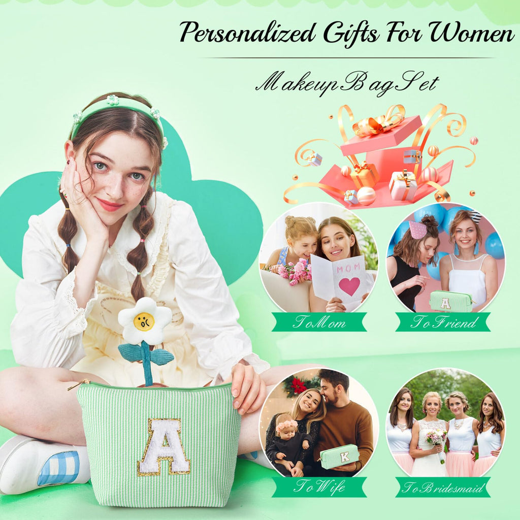 YOOLIFE Tween Girls Trendy Stuff - Gifts for Women: Birthday, Graduation, Mothers Day, Bridesmaid, Teacher, Sister; Initial Makeup Bag - Cosmetic Travel Bag