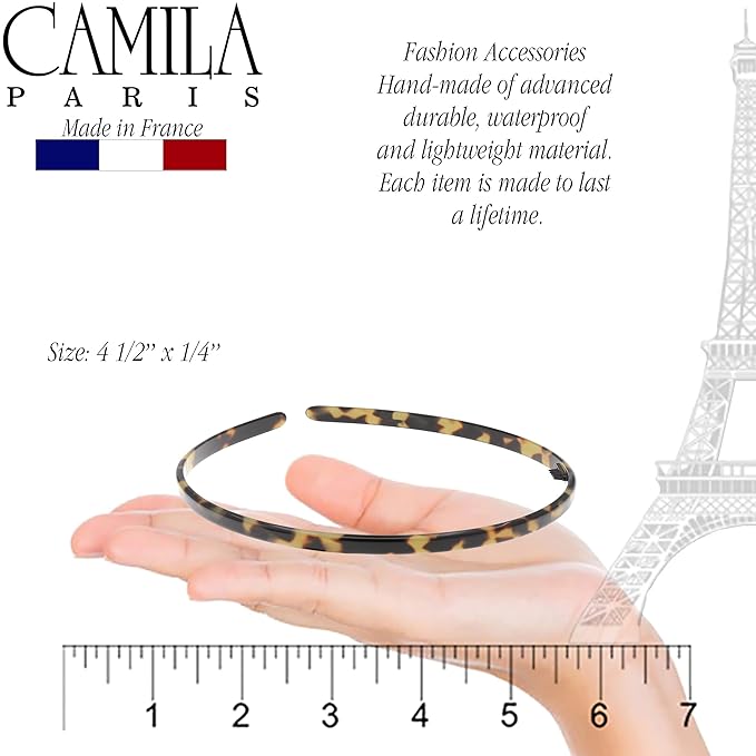 Camila Paris CP3469 French Headband for Women, Handmade Tokyo, Strong Hold Grip Women's Hair Band, Ligth and Very Flexible, No Slip Durable Styling Girls Hair Accessories, Made in France