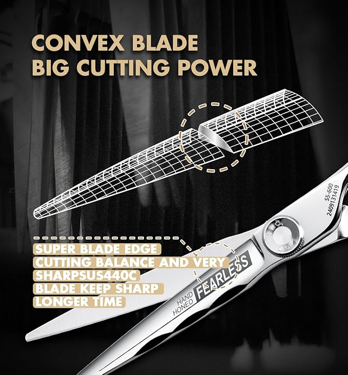 GGPH Professional Hair Cutting Scissors - SUS 440C & Cobalt Stainless Steel Barber Shears Fine Adjustment Tension Premium Shears for Hair Cutting (Hair Cutting Scissors S5, 5.5 Inches)