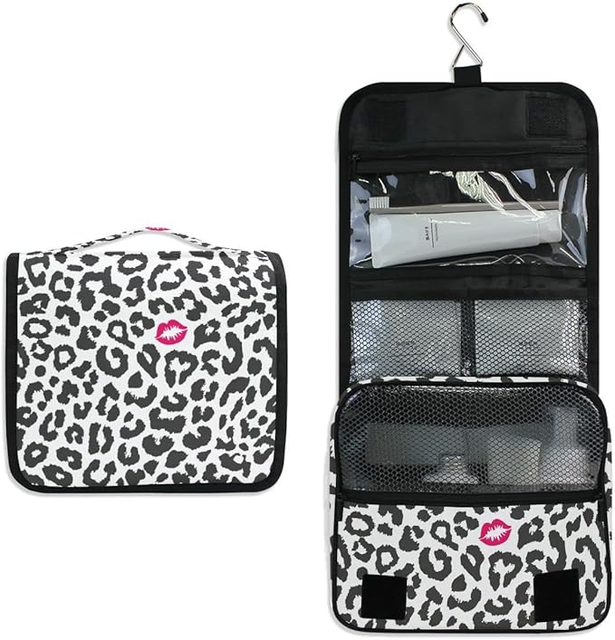 senya Hanging Travel Toiletry Bag Leopard Kiss Kit Makeup Case Cosmetics Organizer for Men Women
