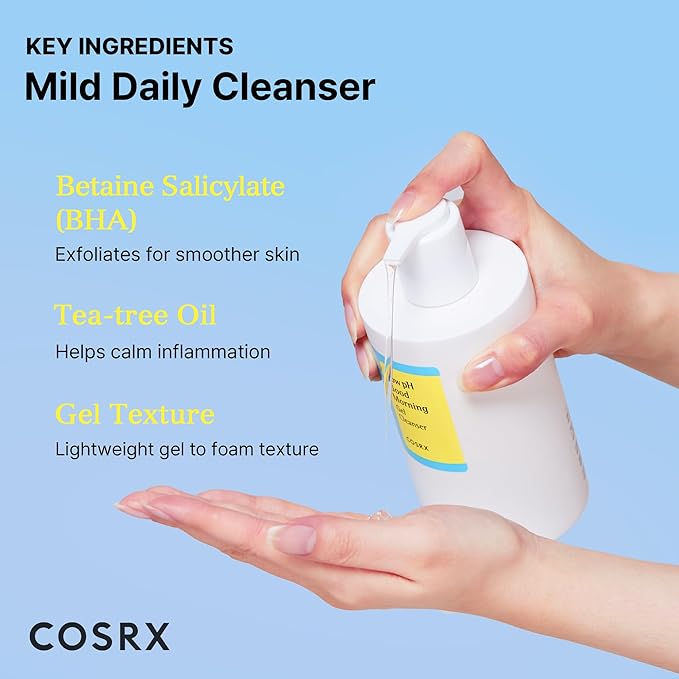 COSRX Low pH Good Morning Gel Cleanser, BHA Face & Body Wash, 13.52 fl oz