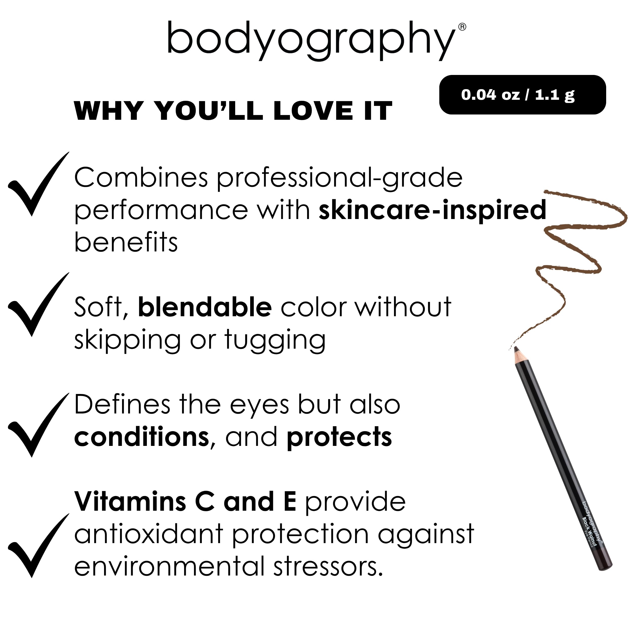 Bodyography Cream Eye Pencil, Virgin - White Wooden Eyeliner for Eyes & Eyebrows, Long-Lasting Cruelty-Free Coconut Oil Cosmetic Liner