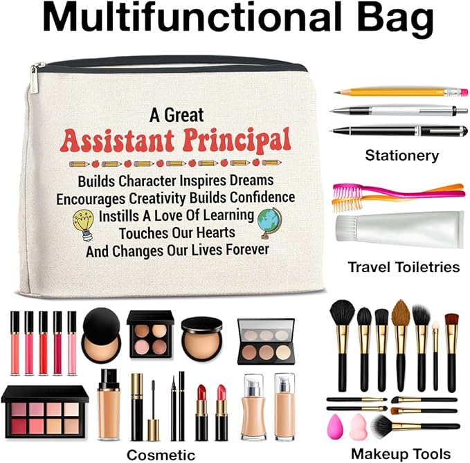 UPNEGE Assistant Principal Gifts for Women Makeup Bag, Assistant Principal Appreciation Gifts a Great Assistant Principal Cosmetic Bag Zipper Makeup Pouch