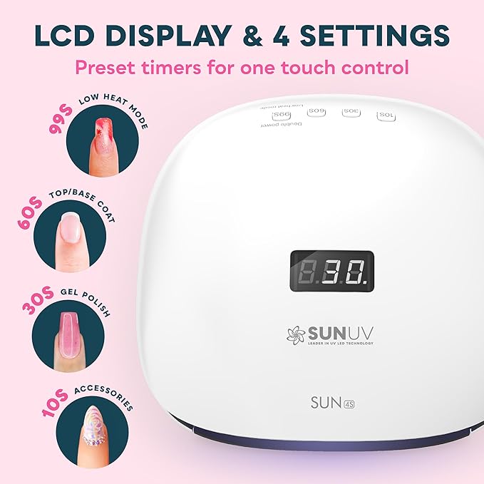 SUNUV UV LED Nail Lamp, UV Light for Gel Polish, LCD Display SUN4S Black