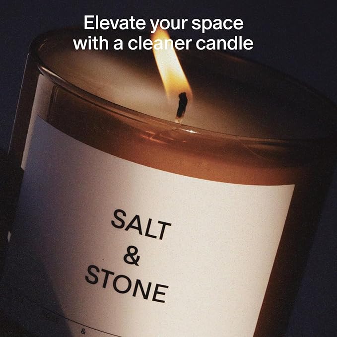 Salt & Stone Coconut & Soy Blend Scented Candle, Black Rose & Oud 8.5 oz