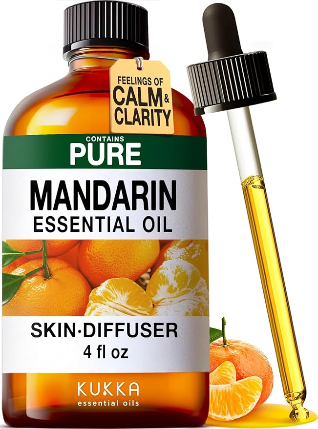 100% Pure Mandarin Oil - 4 Fl Oz Mandarin Essential Oil for Hair, Skin, Diffuser, Aromatherapy & DIY Soap Making Scent