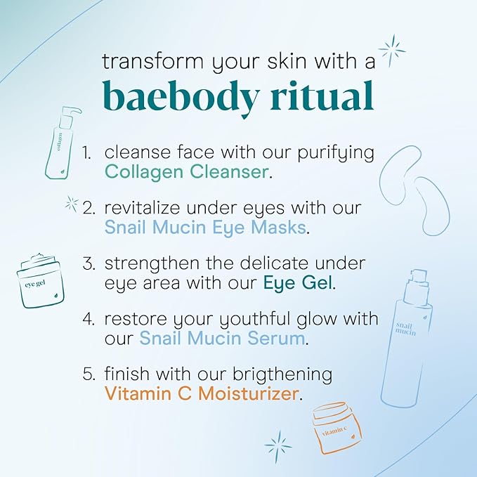 Baebody Snail Mucin Serum Moisturizer with Collagen, 3.38 fl oz