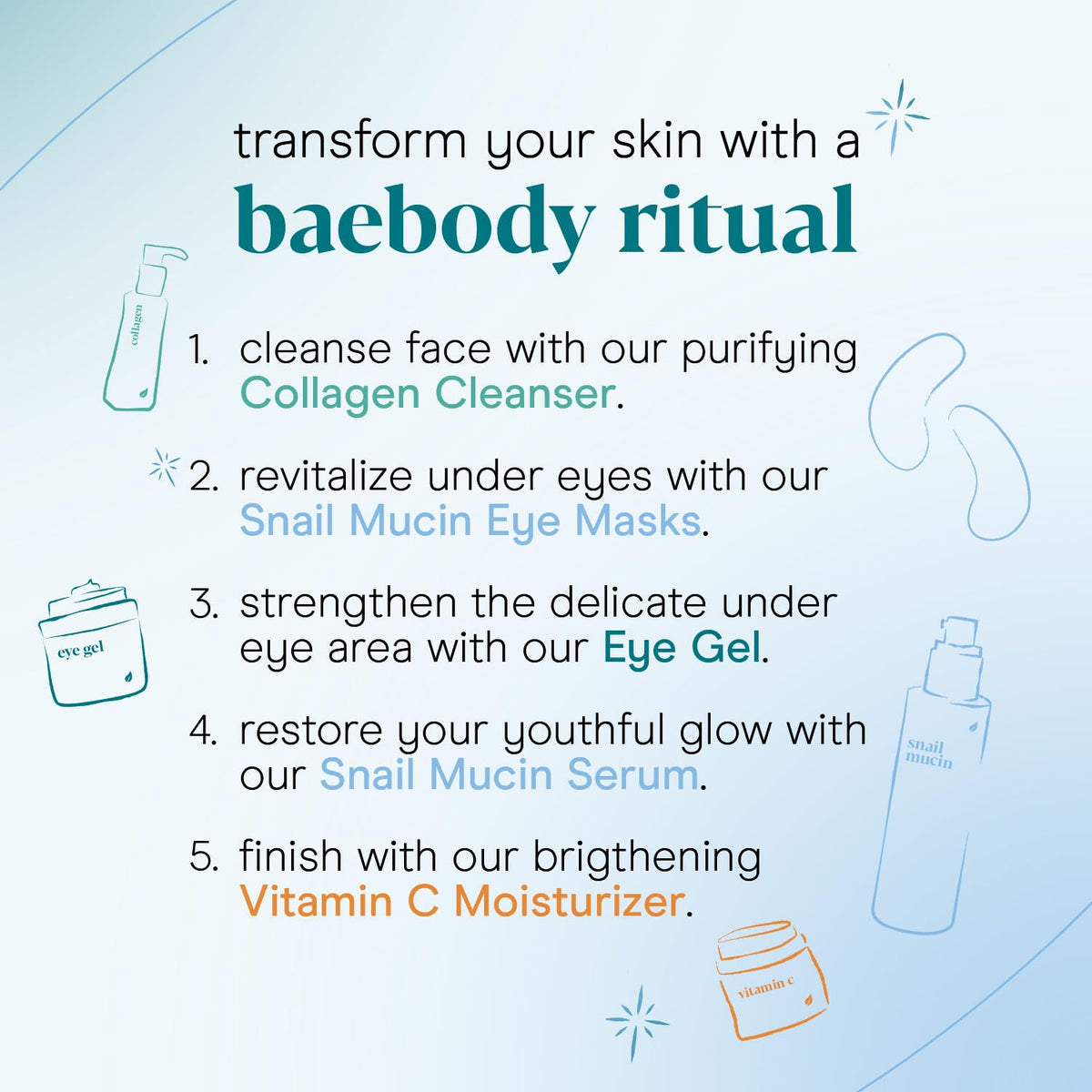 Baebody Snail Mucin Serum Moisturizer with Collagen, 3.38 fl oz