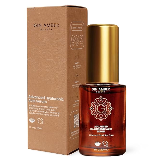 Gin Amber Beauty Hyaluronic Acid Serum - Hydrating Facial Serum, 1 fl oz