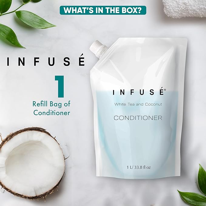 INFUSÉ 12-Pack 1 Liter Conditioner Refill Bags for Hotel Soap Dispensers
