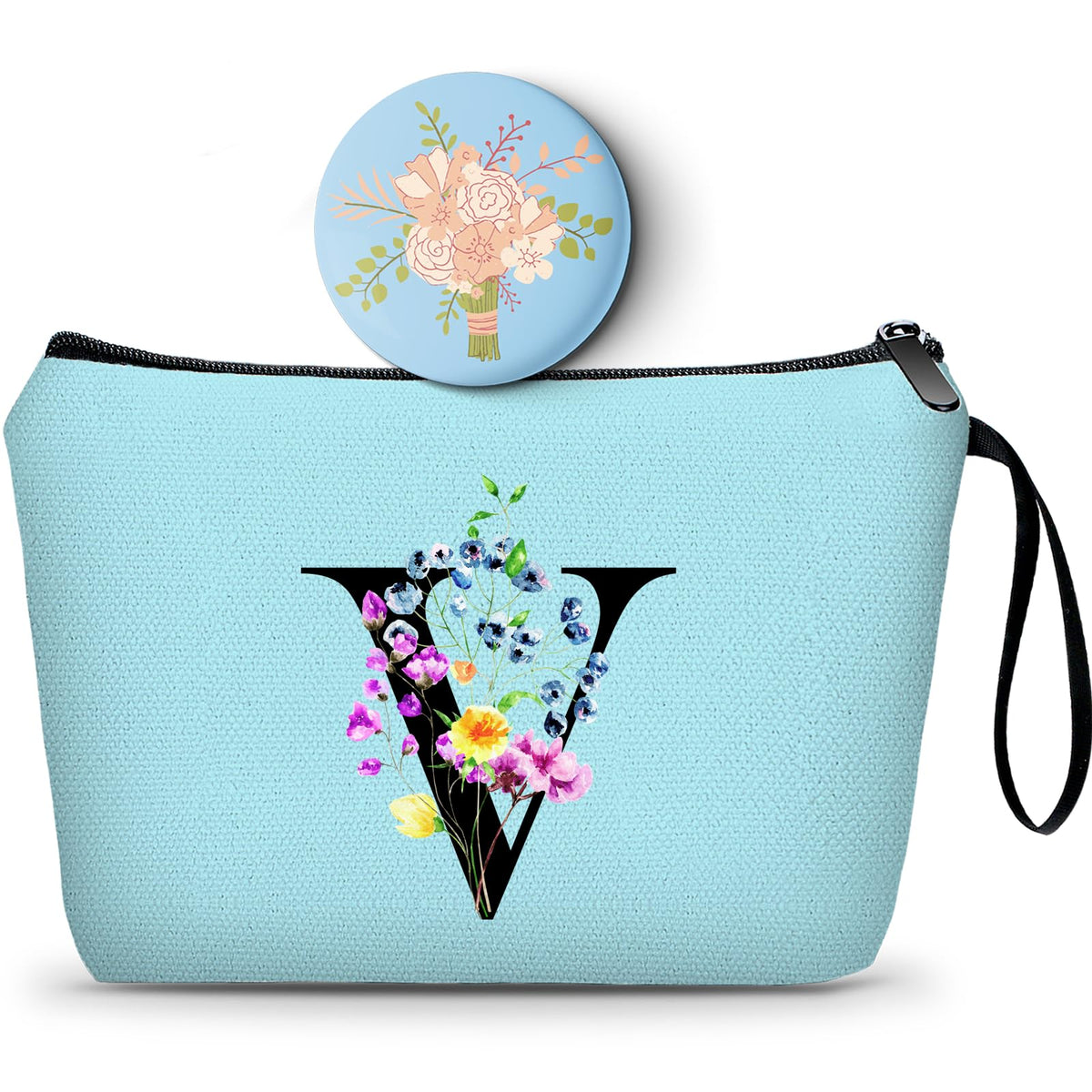 Birthday Friendship Womens Bridesmaid Proposal Coolest Gifts for Sister Teacher Coworkers Bride Personalized Travel Makeup Cosmetic Bag with Mirror Valentines Mothers Day Christmas Graduation F