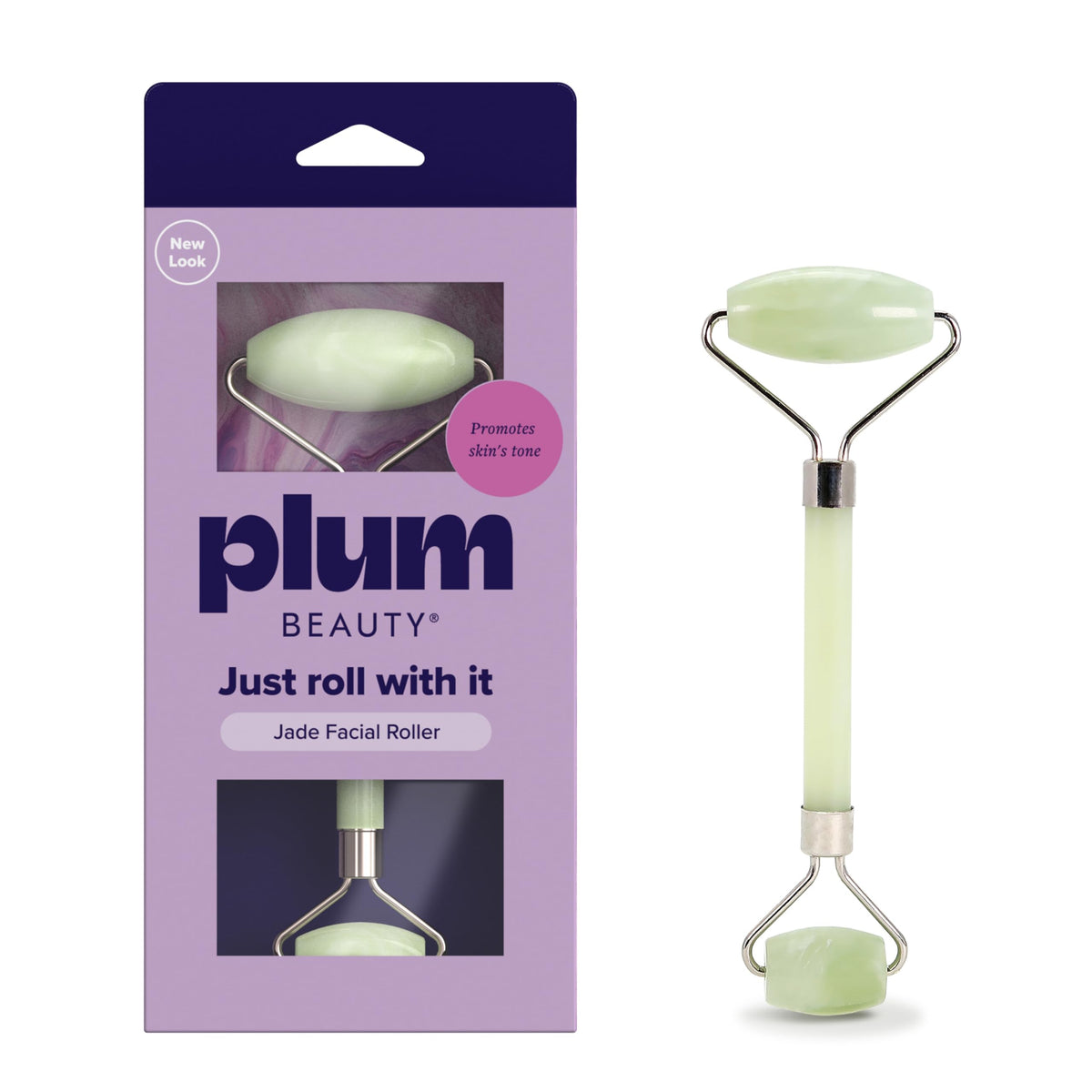 Plum Beauty Jade Roller, Face Roller, Gua Sha Facial Tools for Women 1 Pack