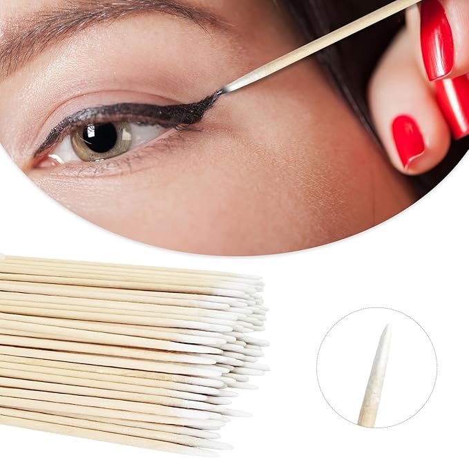 Egaageoi 600 Count 4 Inch Pointed Cotton Swabs for Nail with Wood Sticks