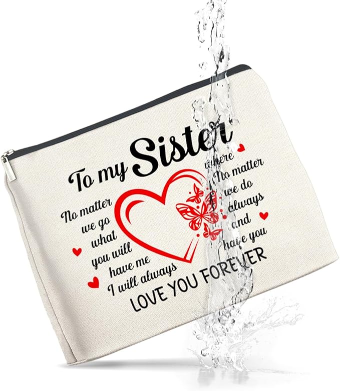 UPNEGE Sister Gifts Makeup Bag Christmas Birthday Gifts for Sister Cosmetic Bag Zipper Makeup Pouch