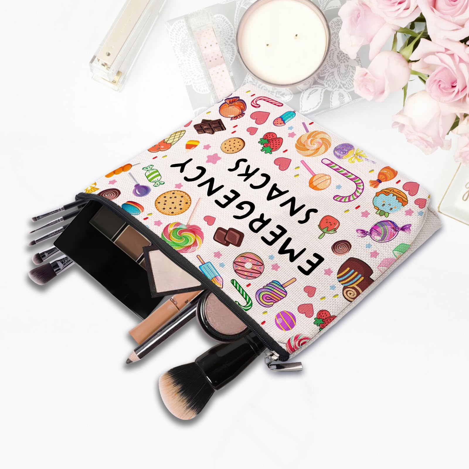 CEASQVAA Snack Bags, Emergency Food Bag Packing Cubes for Women Trip Gifts Favors Travel Bag Essentials, Emergency Snacks Gifts for Her Makeup Cosmetic Bag Pouch Purse