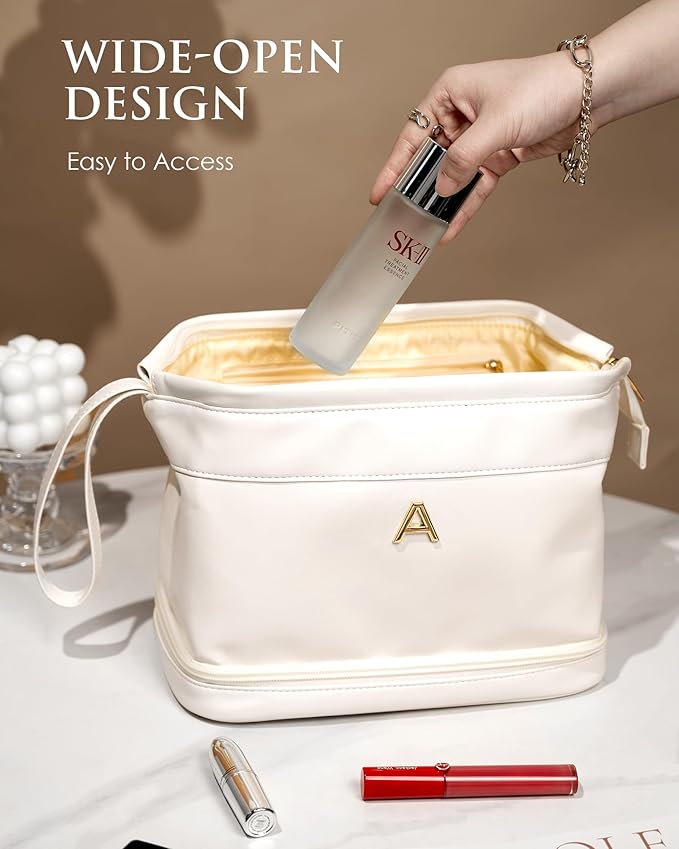 Vogewood Birthday Gifts for Women, Initial Makeup Bags for Teens Girls