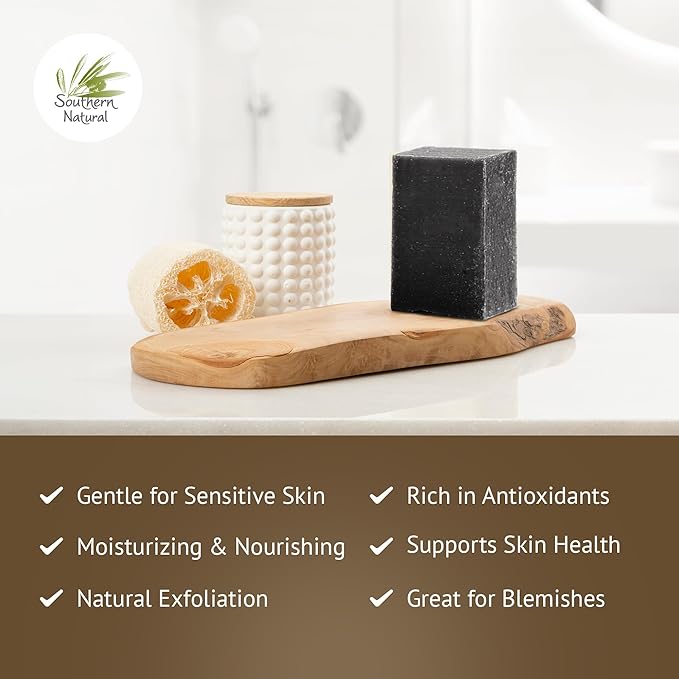 Southern Natural Activated Charcoal Soap Bar For Face & Body, 3 Pack