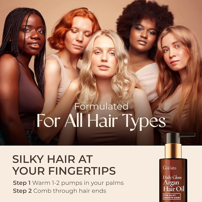 Gya Labs Daily Gloss Argan Oil - 3.4 Fl Oz - for Frizzy, Damaged & Color- Hair - Strengthening, Shine & Protection
