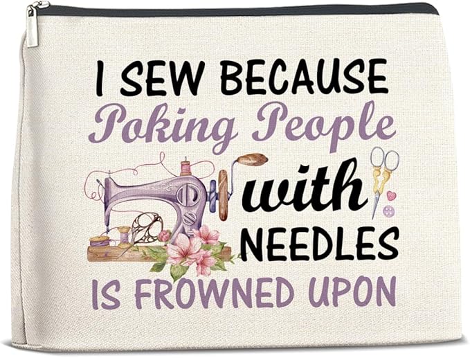 FYDHQSS Sewing Gifts Makeup Bag for Quilters Women Sewing Lovers