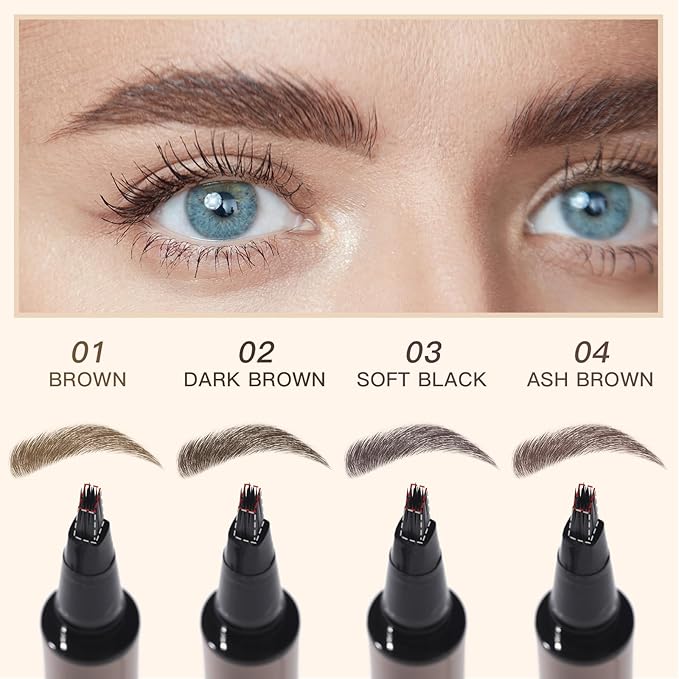 UCANBEMAKEUP Microblading Brow-Fection Brow Eyebrow Pencil – Angled Brush Tip, Wild Natural Hair-Like Strokes, Patented Design, Long-Lasting & Smudge-Proof, for Beginners & Pros(02 Dark Brown）