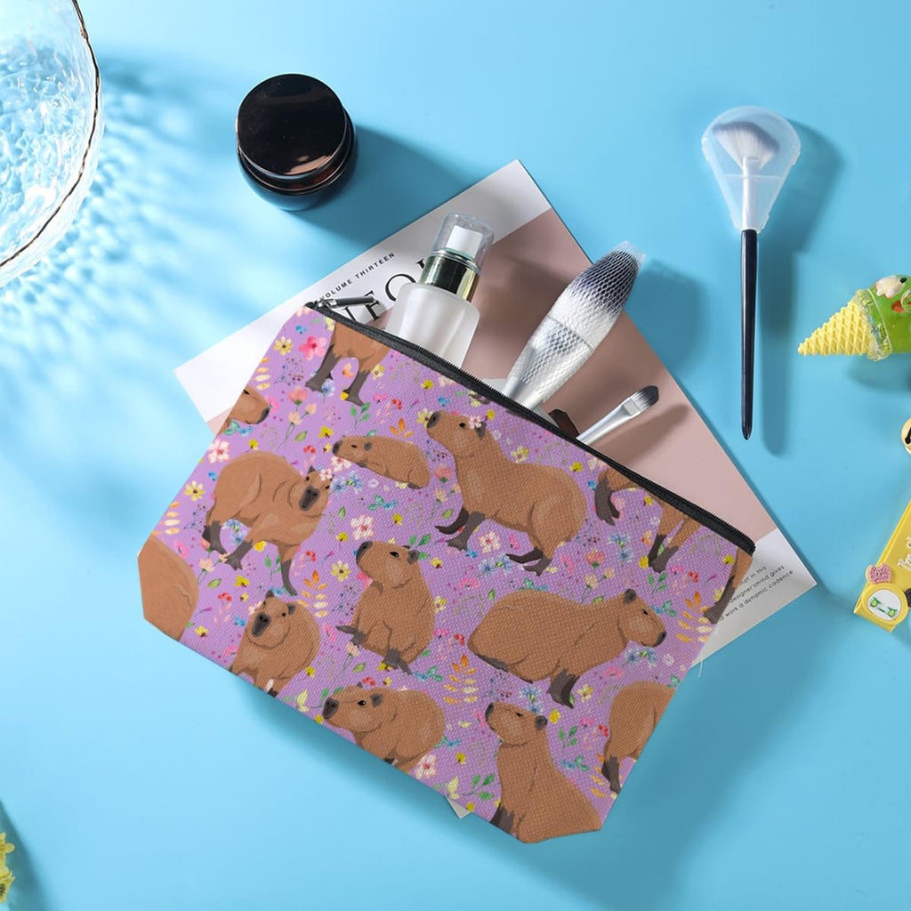 Cute Capybara Makeup Bag Capybara Gifts Cosmetic Bag for Animal Lover