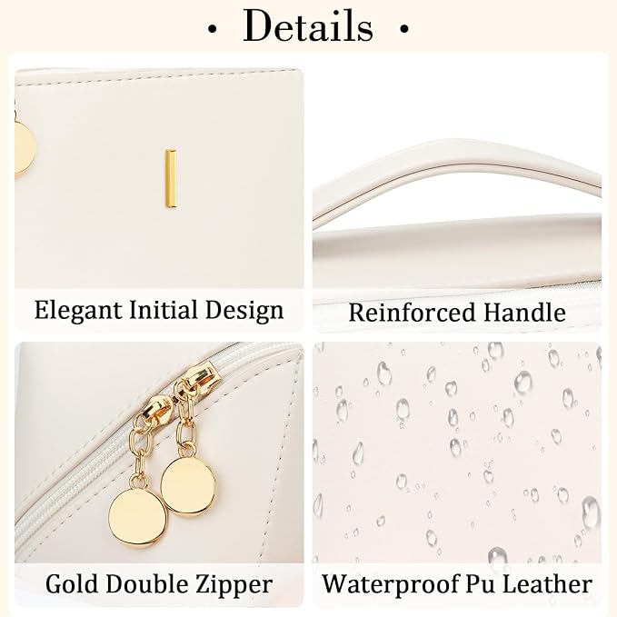 CLOUDWINGS Initial Makeup Bag Personalized Gift for Women Teen Girls