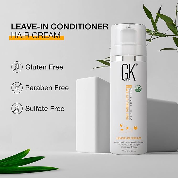 GK HAIR Keratin Leave-In Conditioner for Dry Damaged Hair, 4.4 oz — Frizz Control, Smoothing, Moisturizing & Heat Protection for Color-Treated Hair