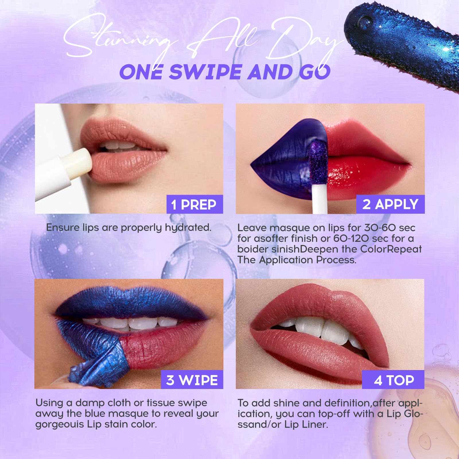 New Peel Off Lip Stain Lip Tint, Matte Natural Mist Lip Tinted, Waterproof Long-Lasting Tear-off Lip Gloss, All-Day Vibrant Kiss-Proof Lip Stain,Smudge & Transfer Proof Lip Stains Masque (02#)