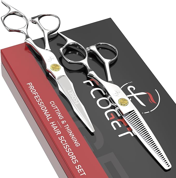 Professional Hair Cutting Scissors Kit, Thinning Shears, High-End 440C Stainless Steel Barber scissors with Sharp Edge Blades, 6.8 inch Hair Cutting Shears, Right Hand Hair Scissors for Salon, Home