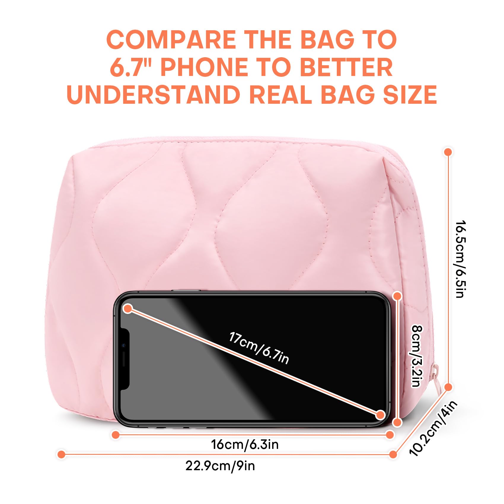 MOYLLOG Makeup Bag, Wide-open Cosmetic Bag, Toiletry Bag for Women, Travel Essentials Organizer, Compact Lightweight for Daily Use