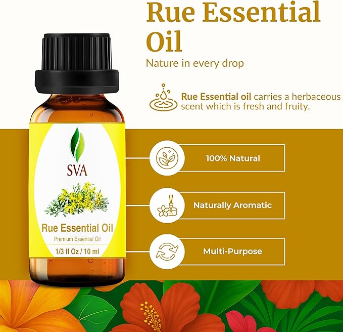 SVA Rue Essential Oil in Glass Bottle, 1/3 Fl Oz (10 ml)