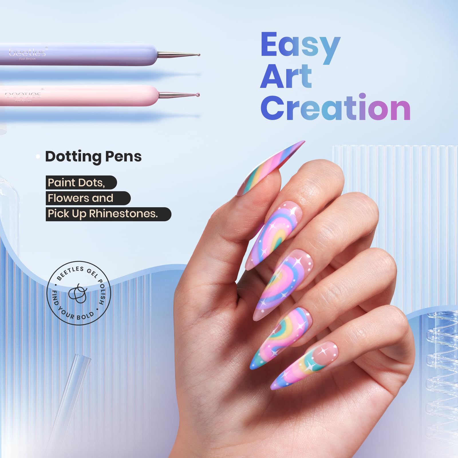 Beetles Gel Polish Nail Art Brushes, 6 Pcs Fingernail Art Design Pens