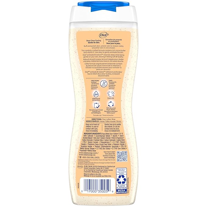 Dial Body Wash, Orange Peel & Cocoa Butter, Vitamin E, 16 Fl Oz, 4 Count