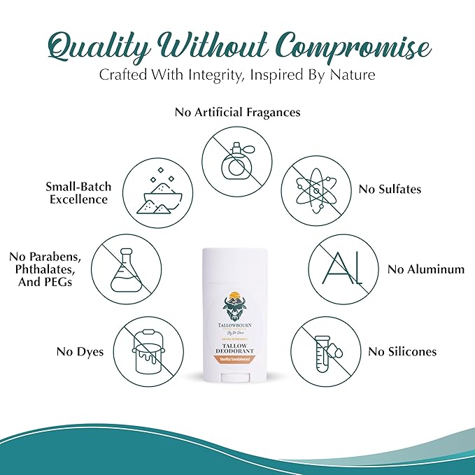 Tallow Deodorant - Baking Soda Formula - Vanilla Sandalwood - 3oz
