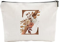 YKYENR A-Z Boho Personalized Cosmetic Bag-Floral Cotton Letter Makeup Bag With Zipper-Artistic Cosmetic Bag For Travel-Bride,Birthday Gift For Women Daughter Friends-Women Makeup Organizer-A26