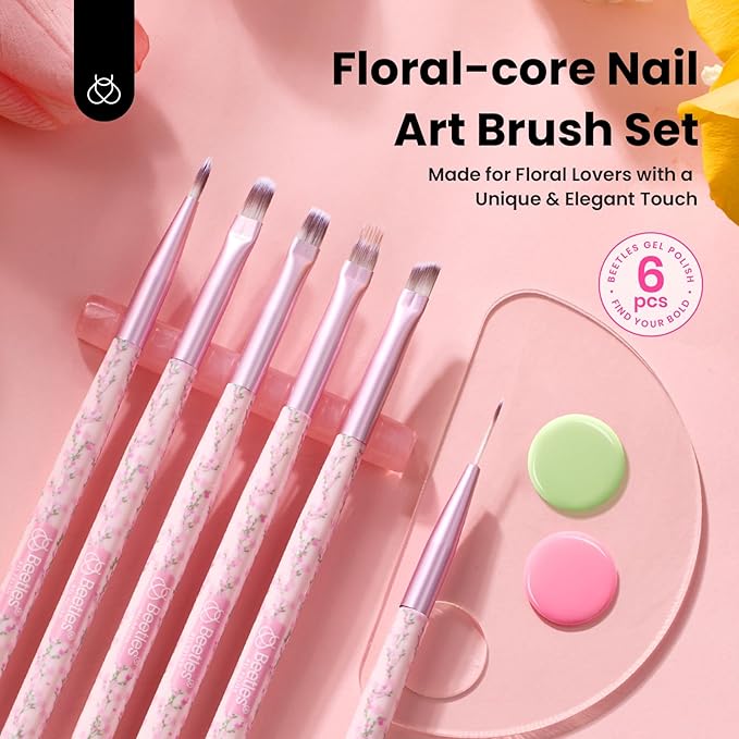 Beetles Gel Polish Nail Art Brushes Set, 6 Pcs Fingernail Art Design Pen